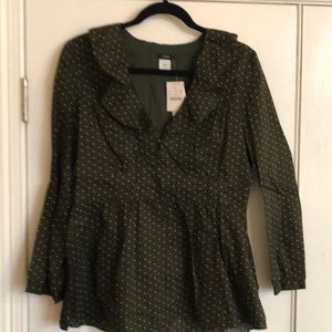 NWT J CREW PEPLUM BLOUSE LARGE